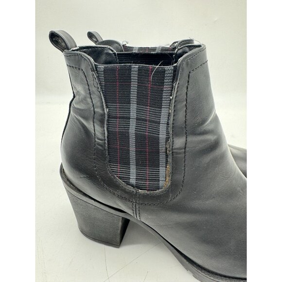 Zigi Soho Womens Heeled Y2K Ankle Boots Black Plaid Elastic Panel Pull On 7.5 - Picture 4 of 10